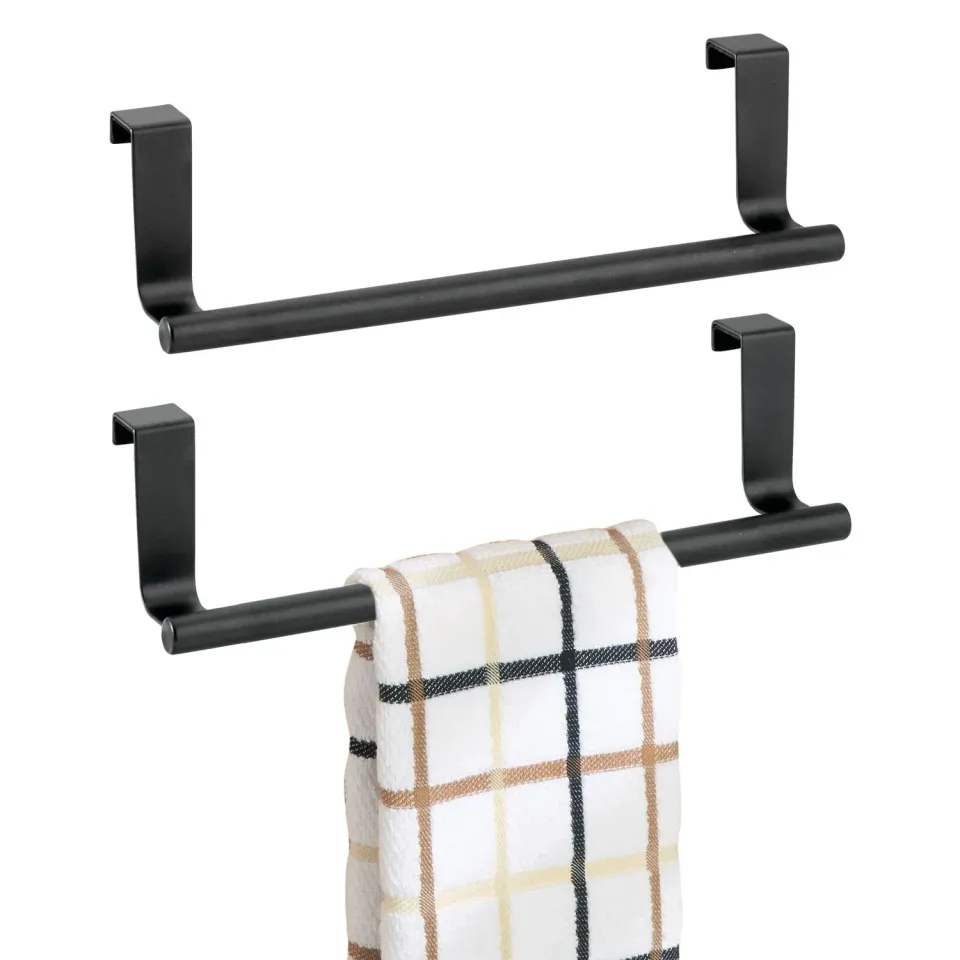 mDesign Handtuchhalter für die Tür Metall schwarz 2er-Set