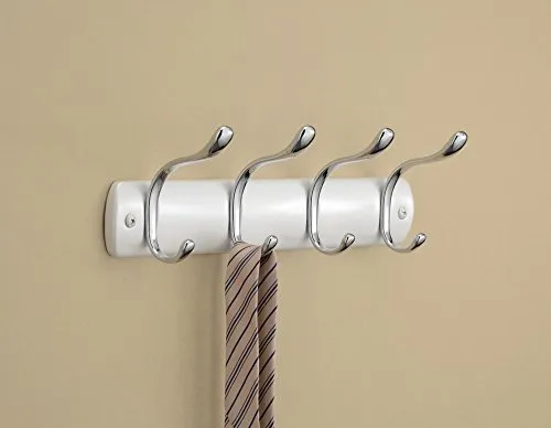 mDesign Hakenleiste Stahl perlweiß 4 Doppelhaken