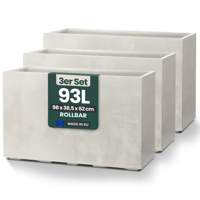Kreher Millennium Fence Pflanzkasten Creme Weiß 3 Stück 93 L