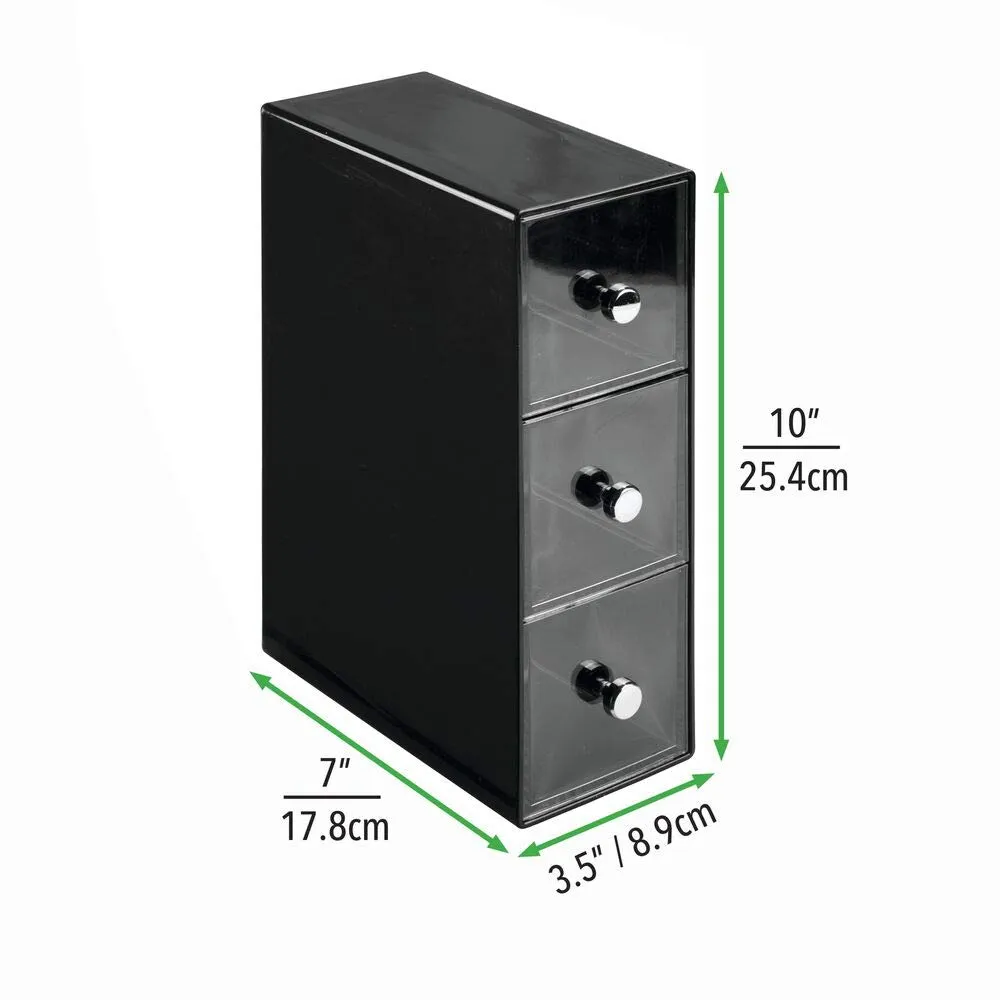 mDesign Schubladenbox Kosmetik Organizer 3 Schubladen schwarz