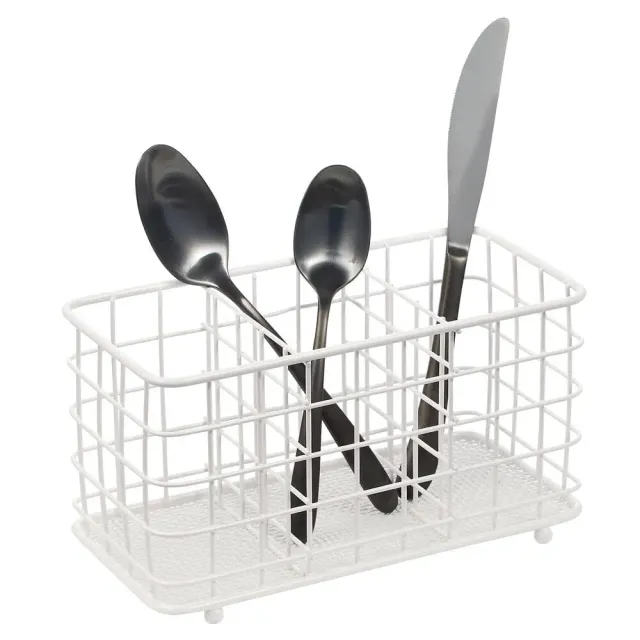 mDesign 07959MDKEU Besteckhalter Metall weiß 3 Fächer