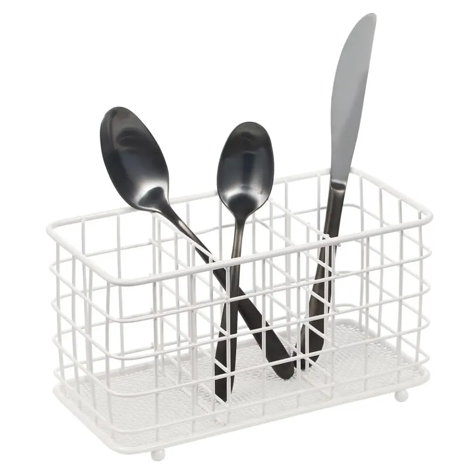 mDesign 07959MDKEU Besteckhalter Metall weiß 3 Fächer