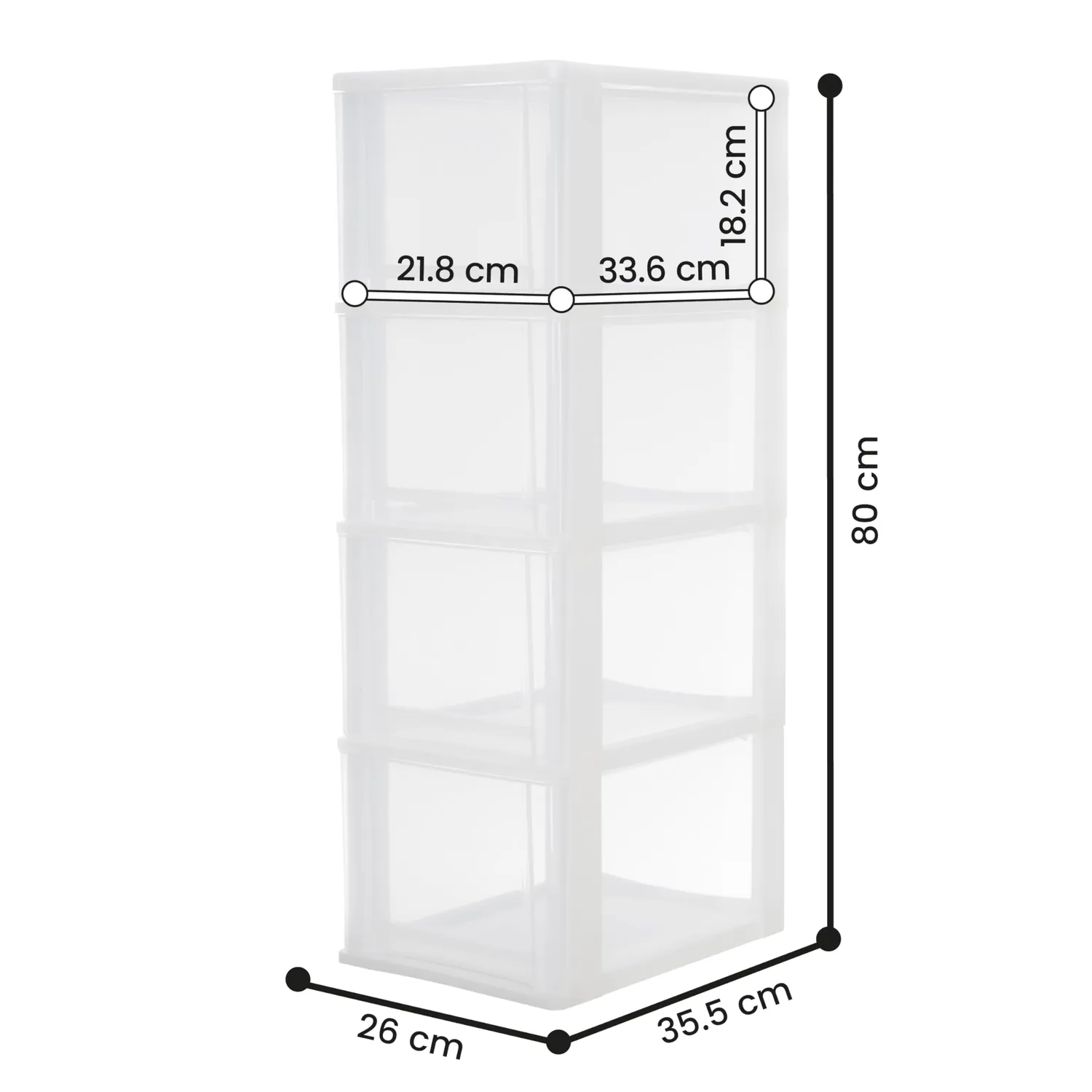 Iris Ohyama DDOCH-2400 Schubladenbox 4x13L mattweiß
