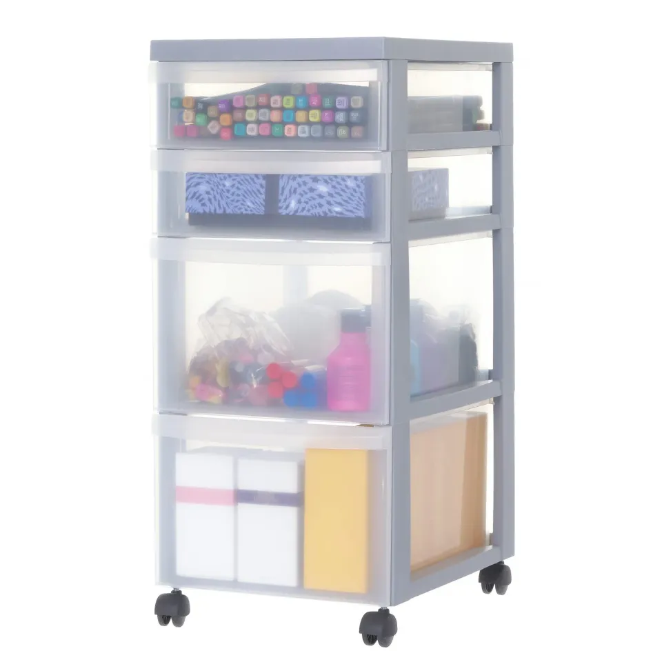 Iris Ohyama DC-322 Schubladenbox mit Rollen grau BPA-frei