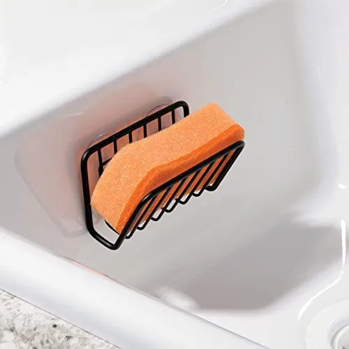 mDesign Schwammhalter Spüle 2er-Set mattschwarz mit Saugnapf