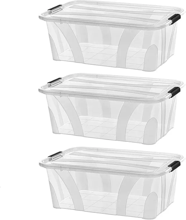 astor24 Aufbewahrungsbox mit Deckel 32 Liter 3er-Set lebensmittelecht