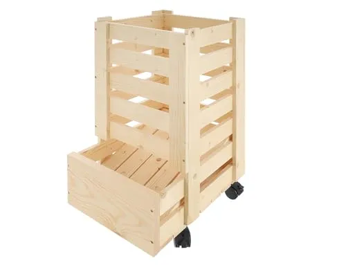 GoodFreshDecor Kartoffelkiste Holz 30x40x57 cm mit Rollen