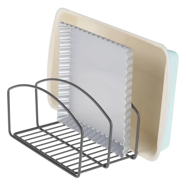 mDesign Küchen Organizer Geschirrhalter graphit 3 Fächer Metall