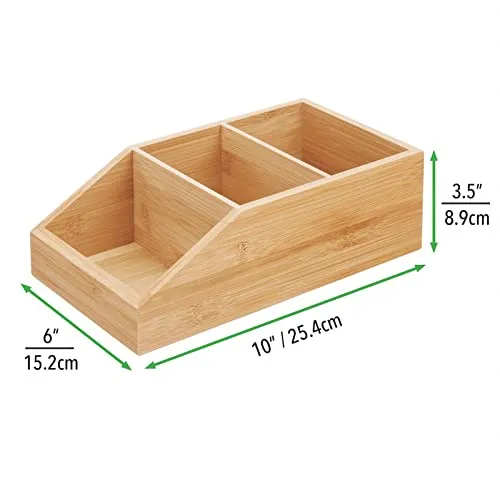 mDesign Bambus Ordnungsbox Natur 3 Fächer 25,4 cm