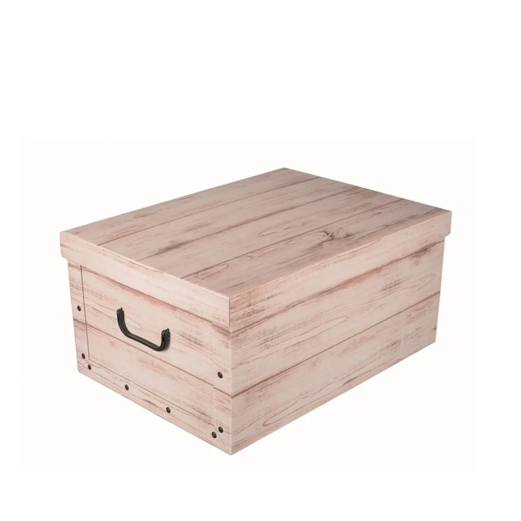Kreher Dekokarton 45L 3er-Set Holz dunkel shabby weiß