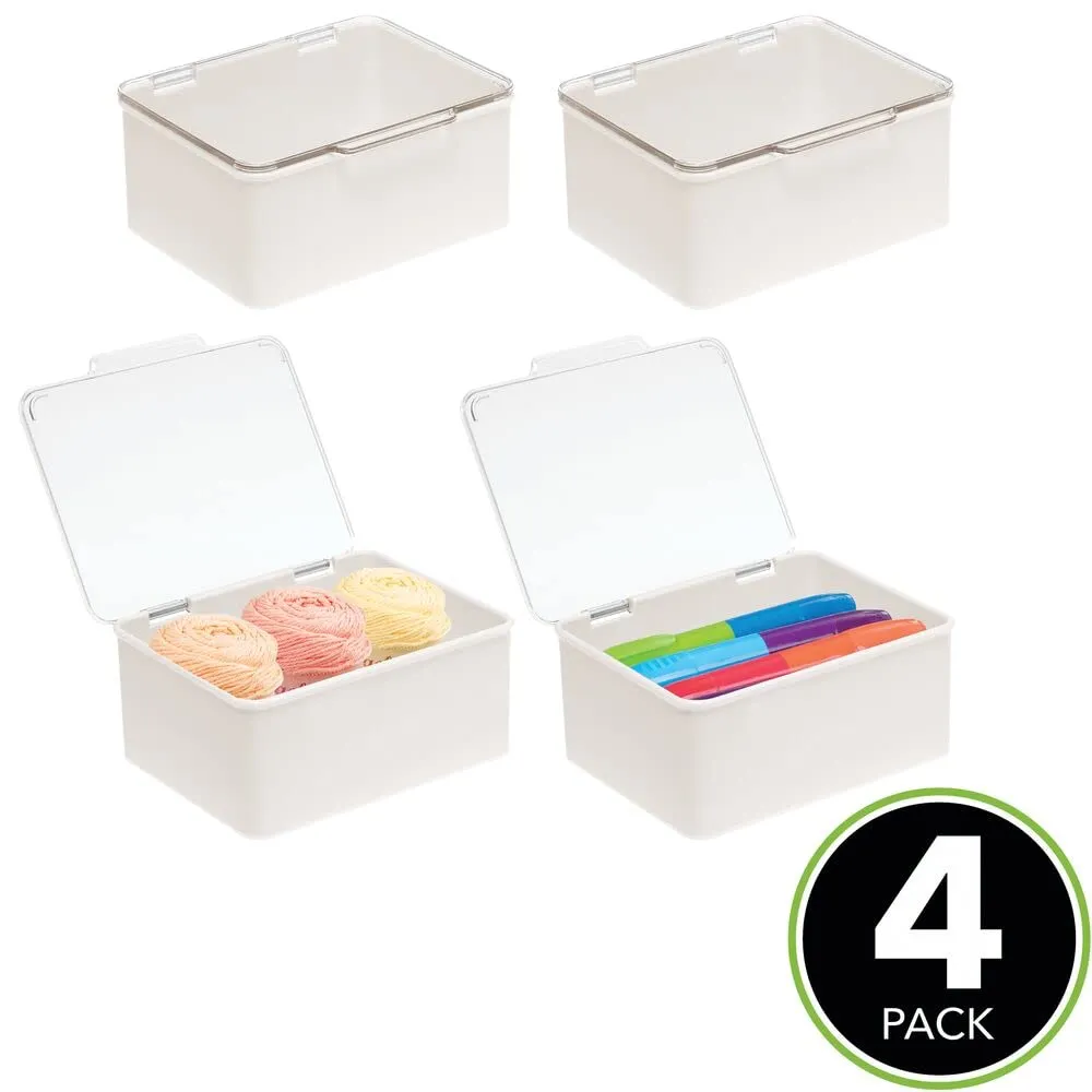 mDesign Aufbewahrungsbox mit Deckel 4er transparent stapelbar