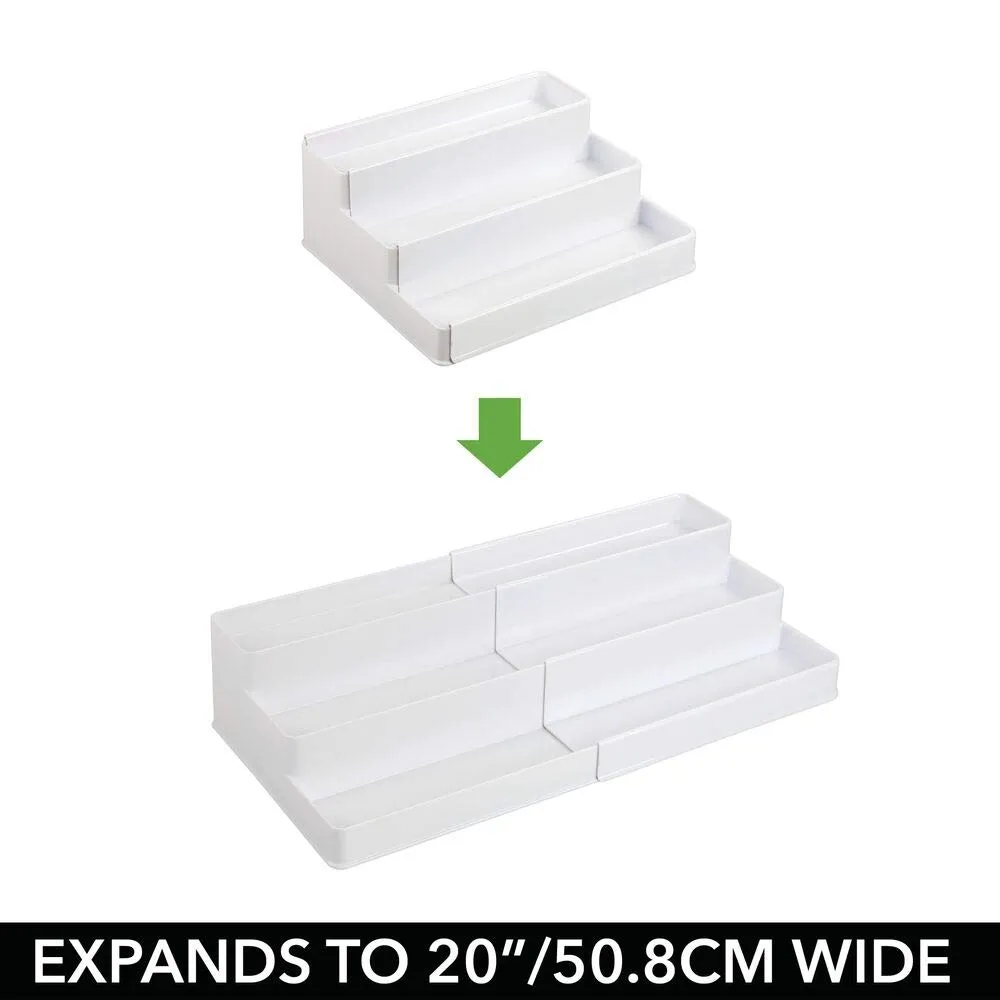 mDesign Gewürzregal Gewürzständer 3 Ebenen weiß ausziehbar