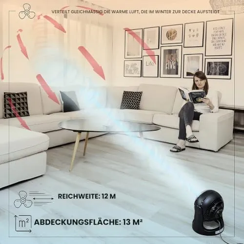 Iris Ohyama Woozoo PCF-HE15 Tischventilator Schwarz 13m²