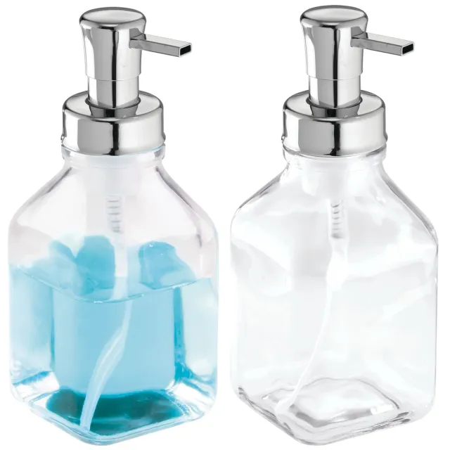 mDesign Schaumseifenspender 2er-Set Glas silber transparent