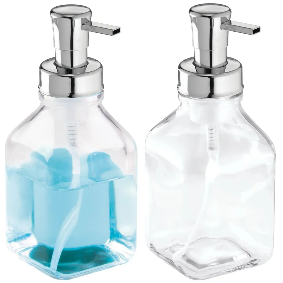 mDesign Schaumseifenspender 2er-Set Glas silber transparent