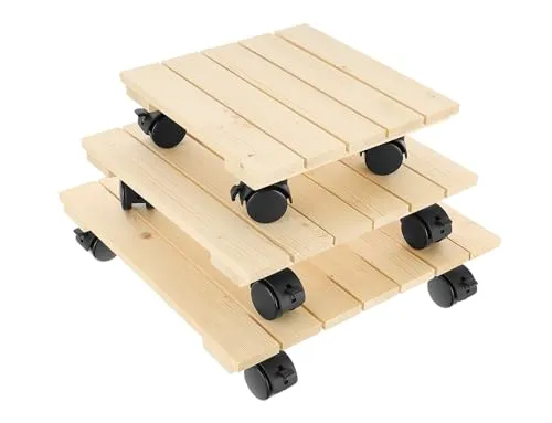 GoodFreshDecor Pflanzenroller 30x30x7,5 cm Holz mit Rollen