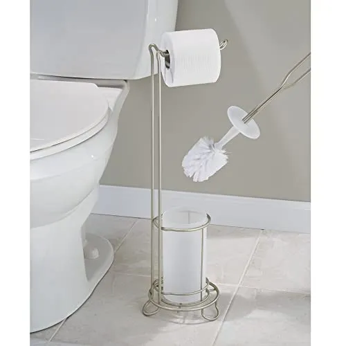 mDesign WC Garnitur Toilettenpapierhalter Bürste silber stehend
