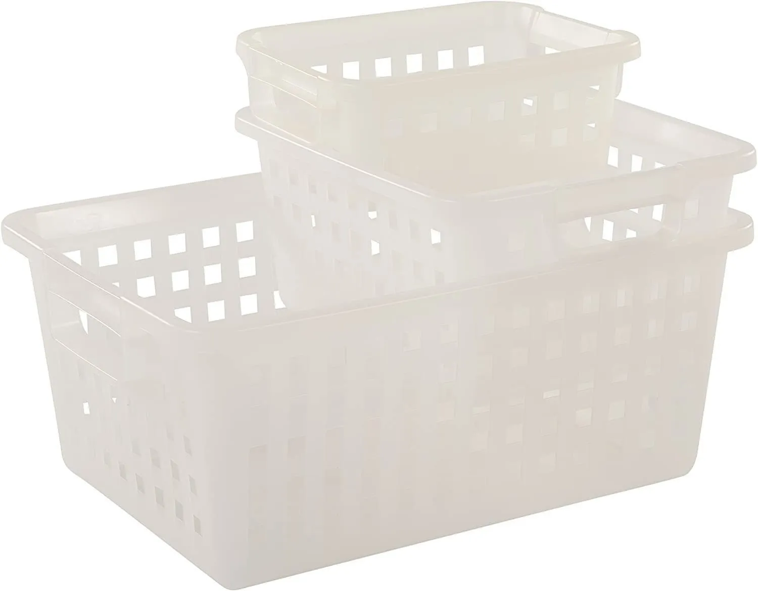 Iris Ohyama VM-20 Aufbewahrungskorb 3er-Set 4,5L transparent mit Griff