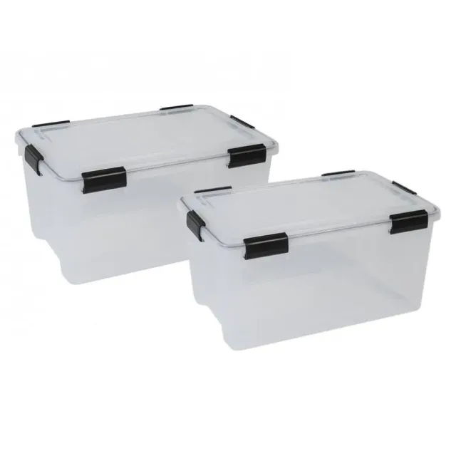 Kreher Box mit Dichtung 50 L transparent 2er Set stapelbar
