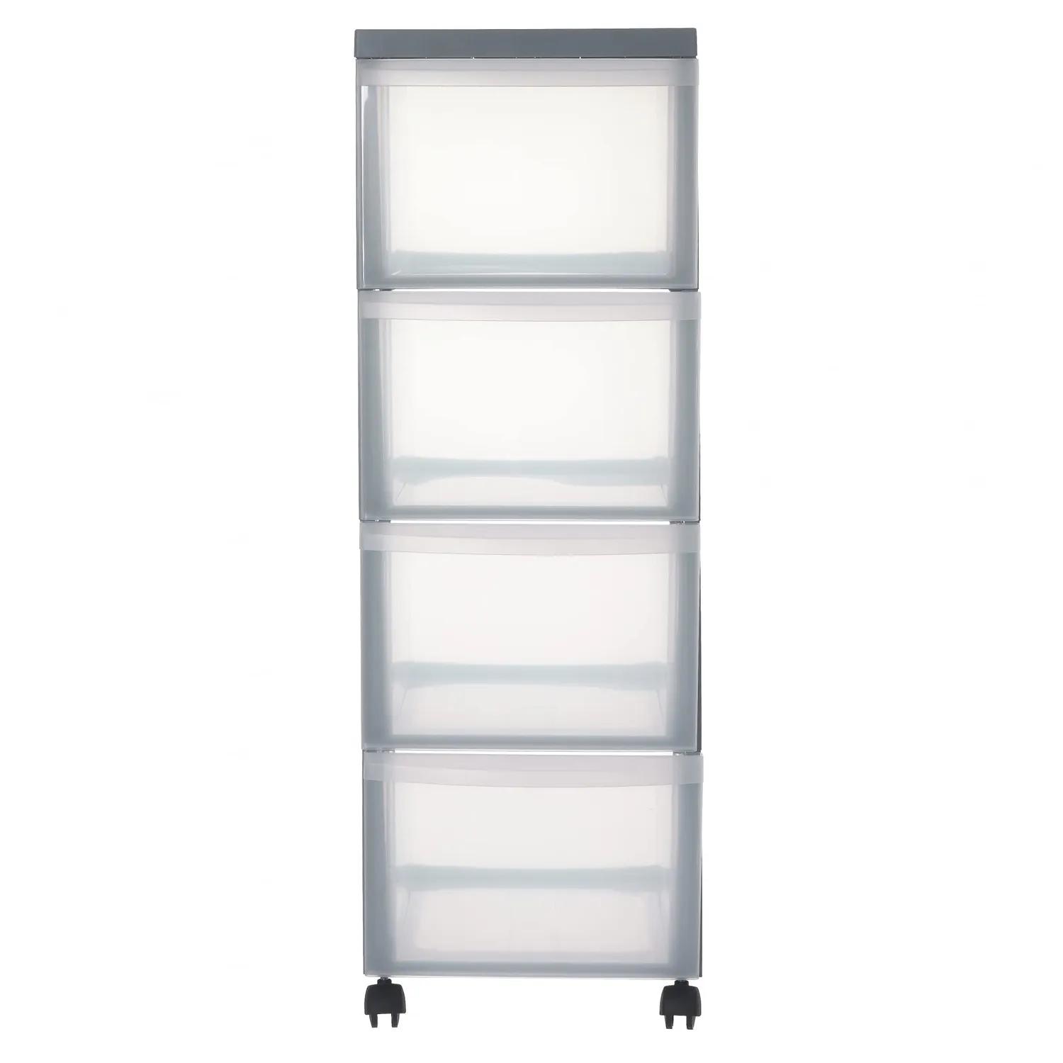 Iris Ohyama A4 Drawer DC-304 Schubladenbox grau 4x15L Rollen