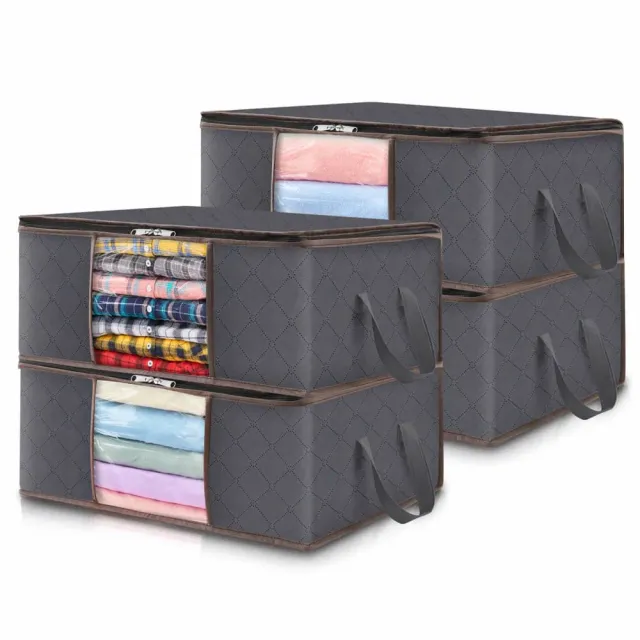 Lifewit Kleider Aufbewahrungstasche Grau 35L 4er-Pack