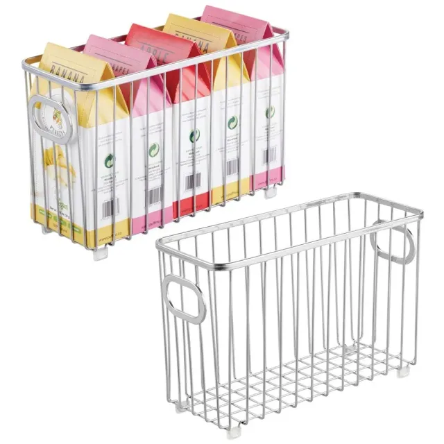 mDesign Küchenkorb Drahtkorb Metall mit Griffen 2er-Set