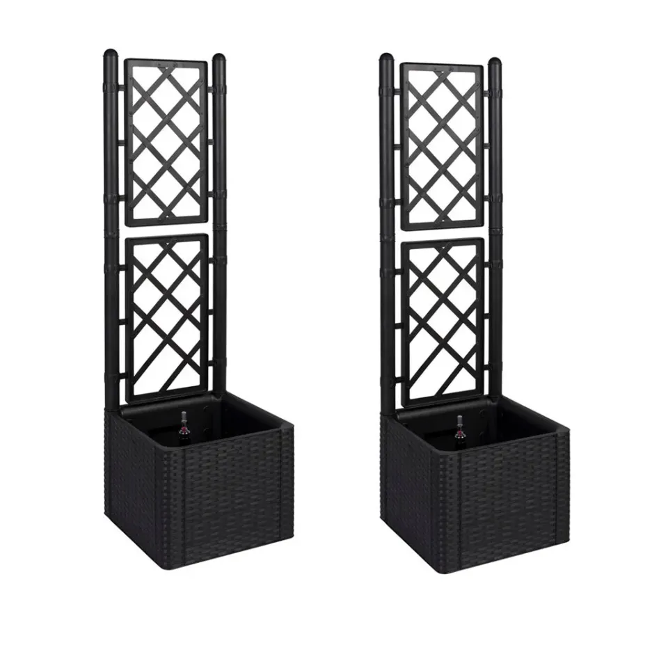 Kreher Rattan Spalier schmal 2er-Set Anthrazit 142 cm