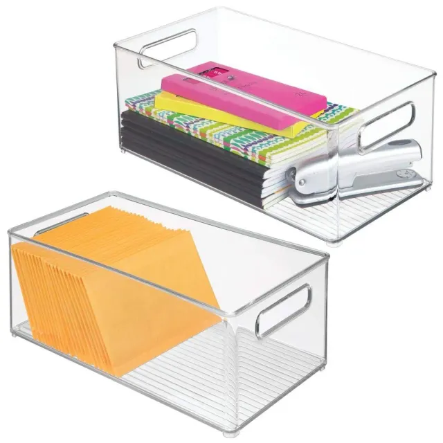 mDesign Büro Organizer Transparent 2er-Set 20,6x37,1cm