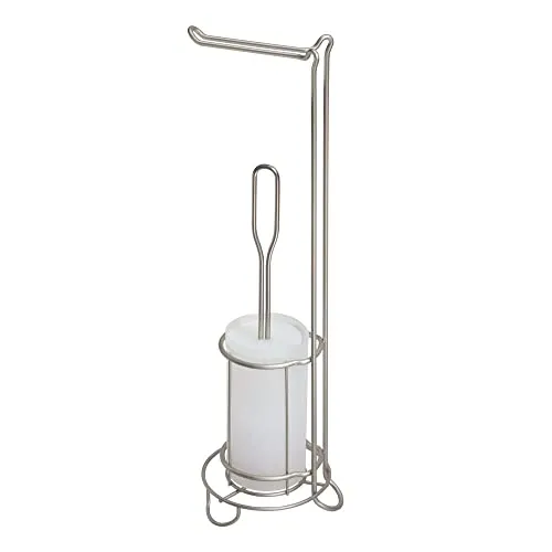 mDesign WC Garnitur Toilettenpapierhalter Bürste silber stehend