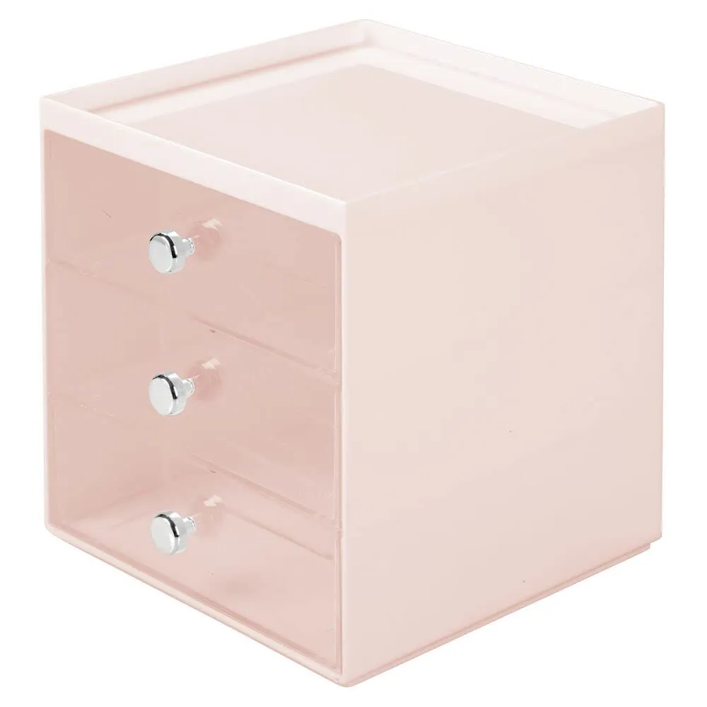 mDesign Brillenbox 3 Schubladen rosa-transparent Brillenhalter