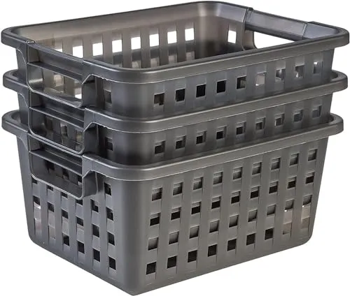 Iris Ohyama VM-30 Korb 11,6L 3er Set Grau mit Griffen