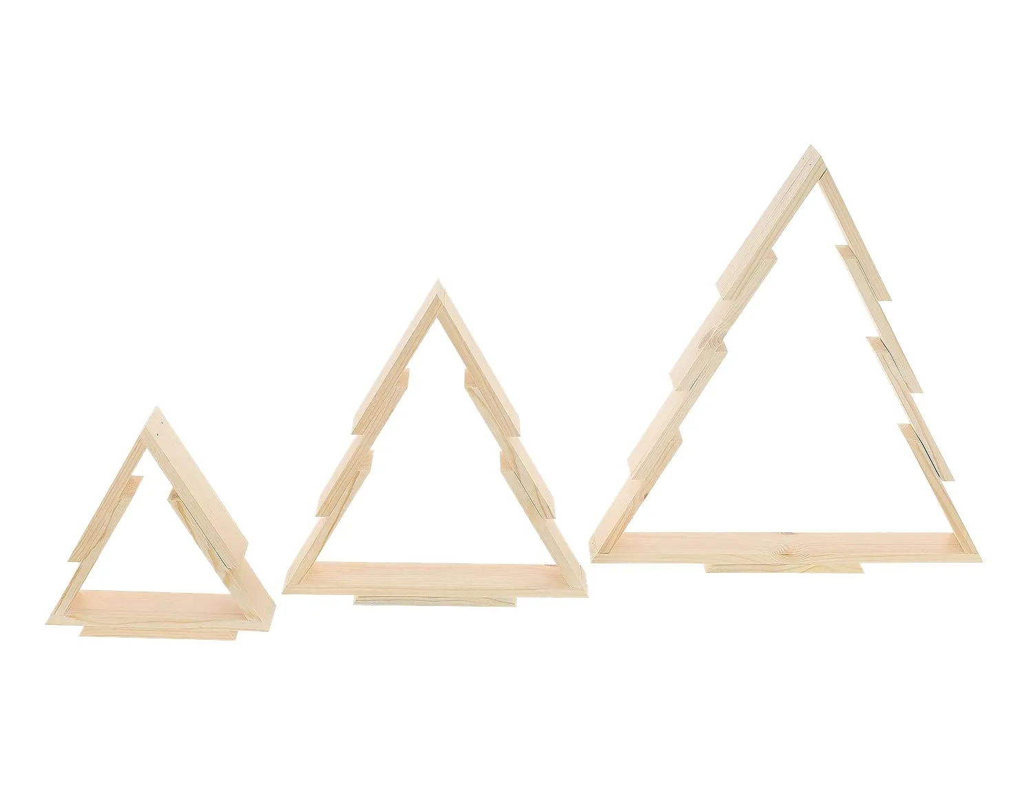 GoodFreshDecor Weihnachtsbäume Holz 3er-Set weiß lasiert