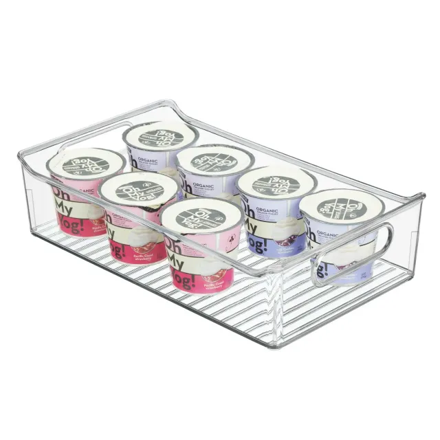 mDesign Kühlschrankbox transparent 35,6 cm mit Griff