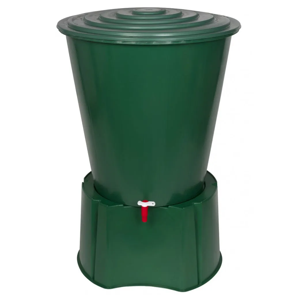 Kreher XXL Regentonne Grün 210 Liter mit Deckel und Hahn