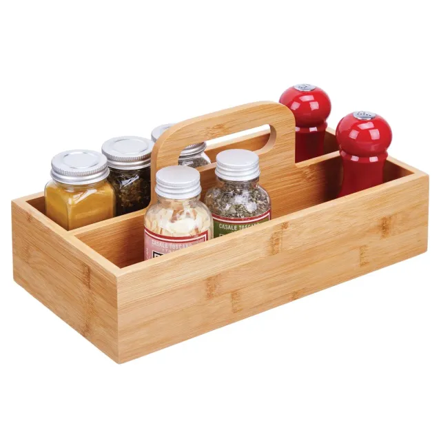 mDesign Küchen Organizer Aufbewahrungsbox Bambus natur