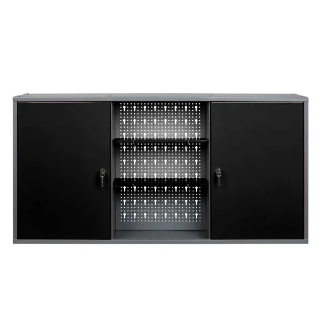 Kreher XL Metallschrank 2 Türen Schwarz-Grau Werkstatt