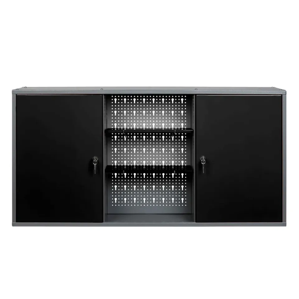 Kreher XL Metallschrank 2 Türen Schwarz-Grau Werkstatt