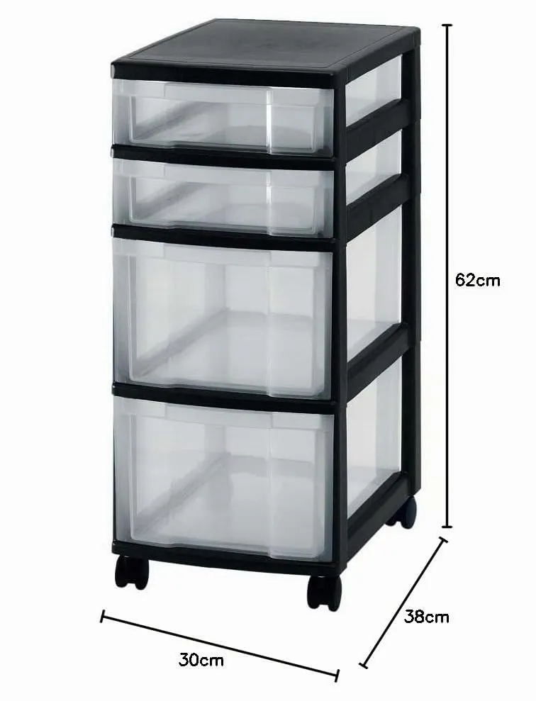 Iris Ohyama NMC-322 Schubladenschrank 4 Schubladen schwarz
