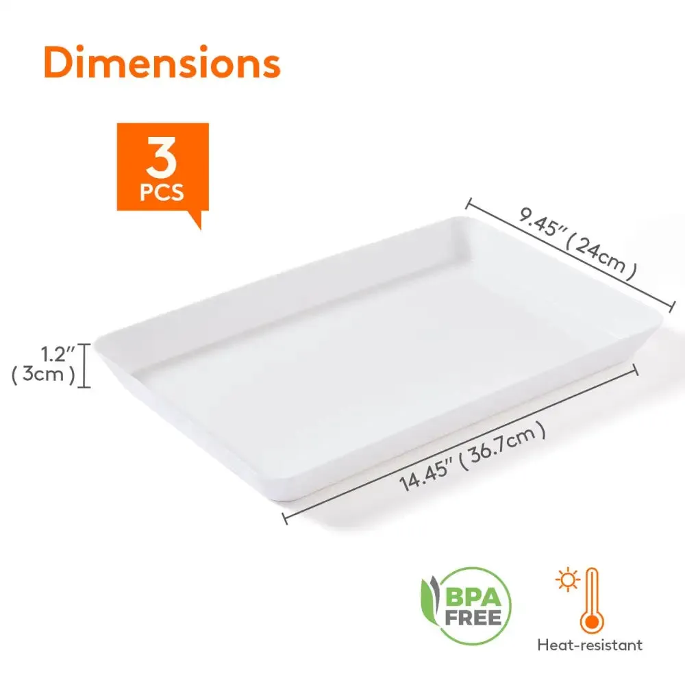 Lifewit Standard Serviertablett 4er Pack weiß bruchsicher