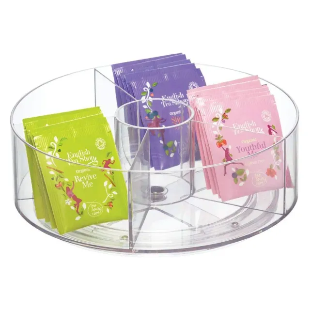mDesign Lazy Susan Drehteller 5 Fächer Transparent