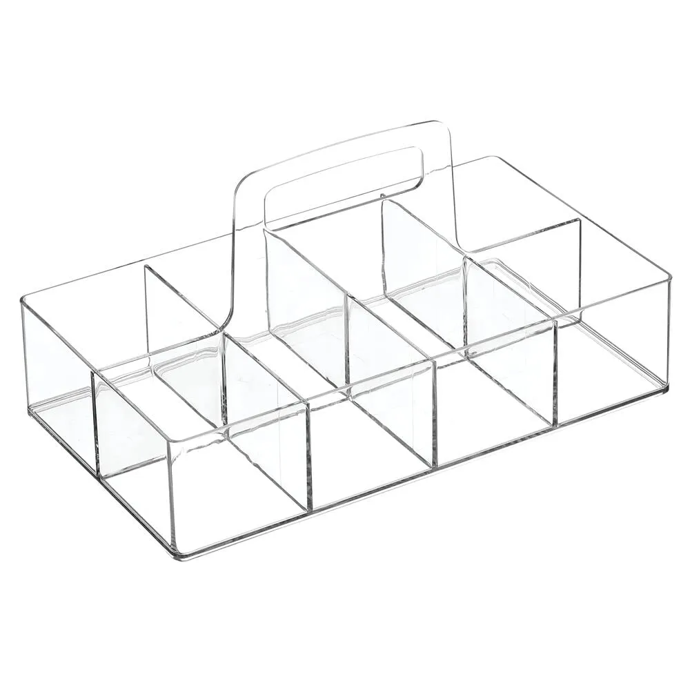 mDesign Teebox Aufbewahrungsbox transparent 8 Fächer Kunststoff