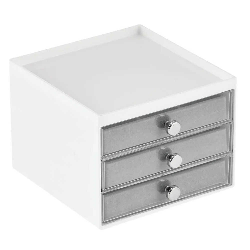 mDesign Schmuckbox Weiß-Grau 3 Schubladen Klein