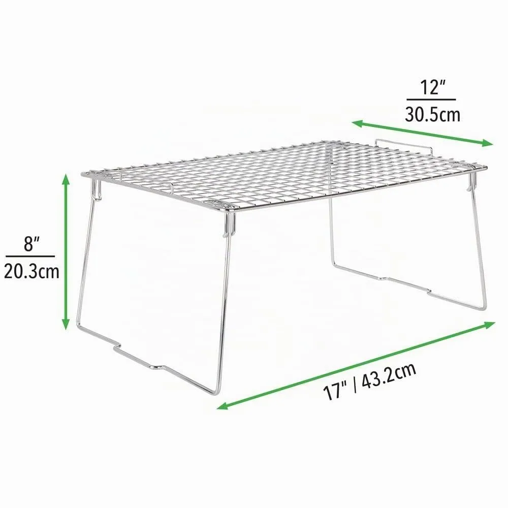 mDesign Schrankregal 2er-Set silber faltbar stapelbar