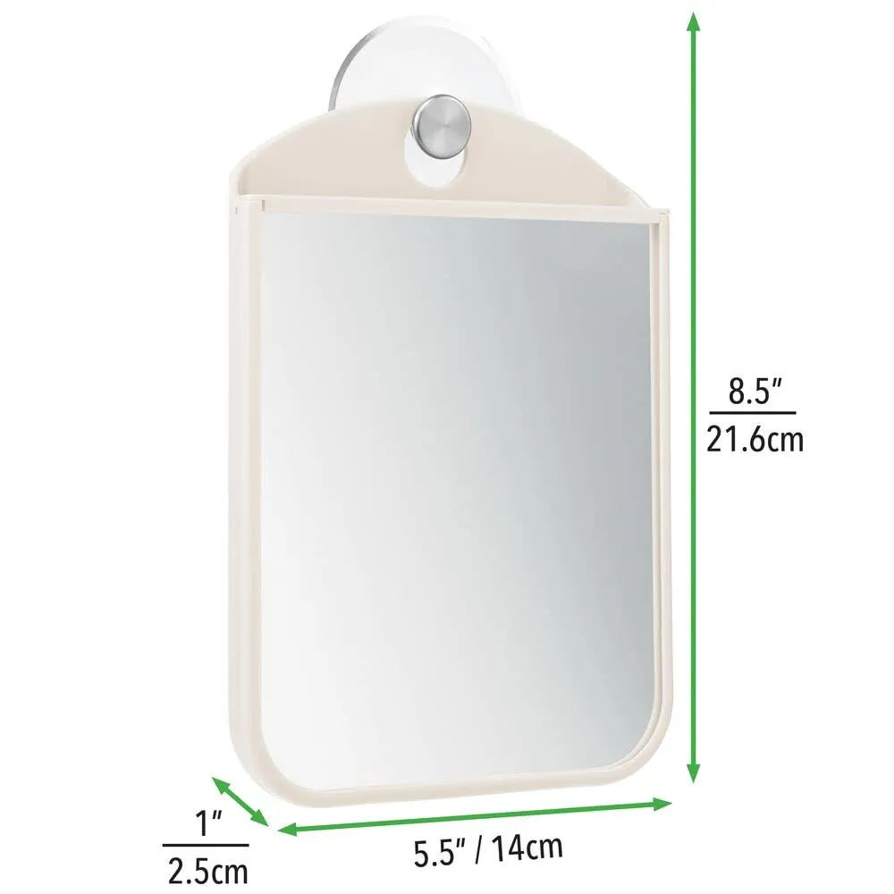 mDesign Rasierspiegel Saugnapf Duschspiegel Creme MattSilber