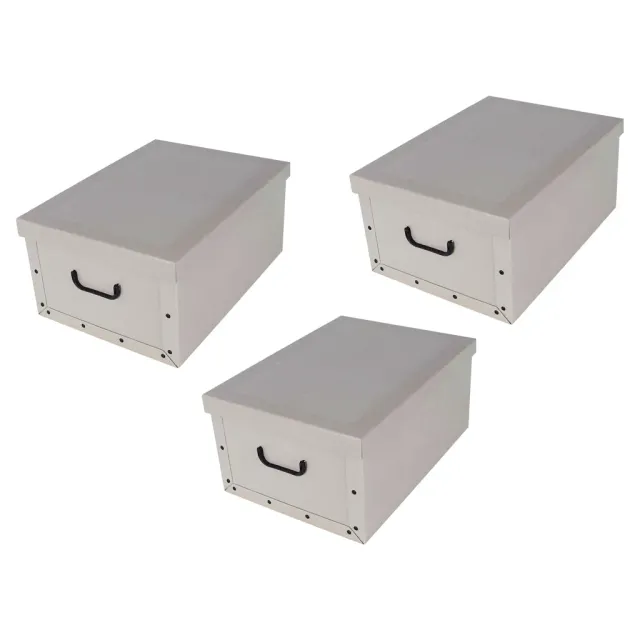 Kreher Classic White Dekokarton 40L 3er Set mit Deckel