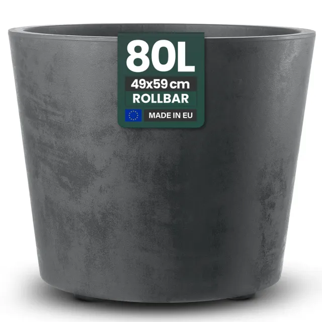 Kreher Millennium Pflanzkübel 80 Liter anthrazit Rollen