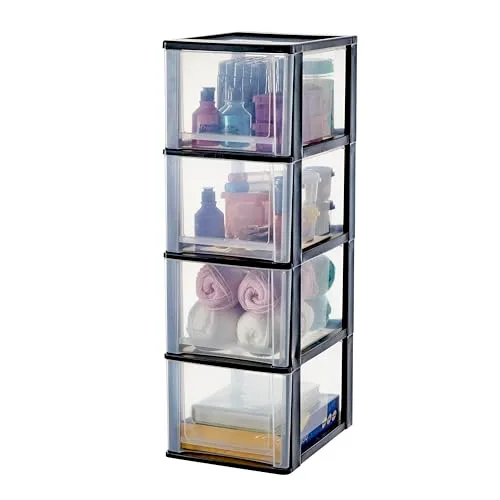 Iris Ohyama DDOCH Schubladenbox 4x13L Schwarz A4 BPA-frei