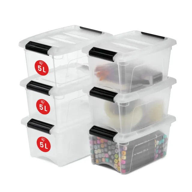 Iris Ohyama DDNTB-5 Aufbewahrungsbox 5L 6er transparent stapelbar