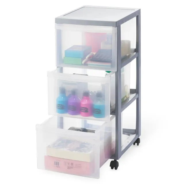 Iris Ohyama DC-303 Schubladenbox 3x15L silber