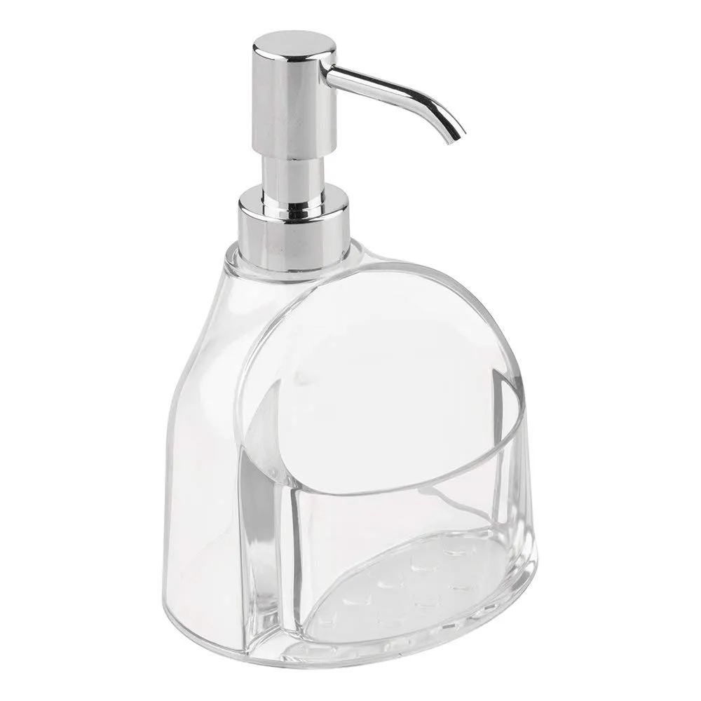 mDesign Seifenspender Pumpseifenspender transparent Chrom mit Halter